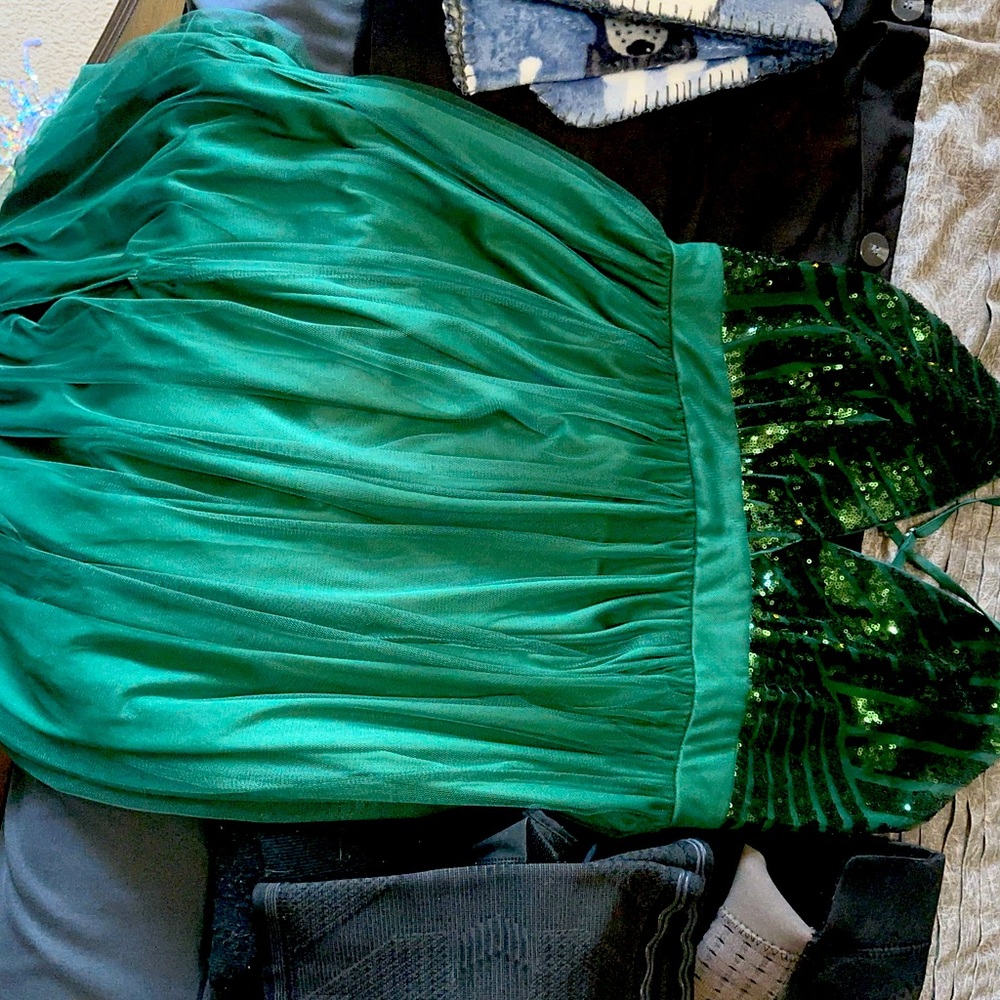 Green floor length dress